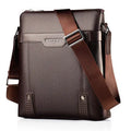 Men's medium black square shoulder bag made of PU leather with a zipper and single strap.
