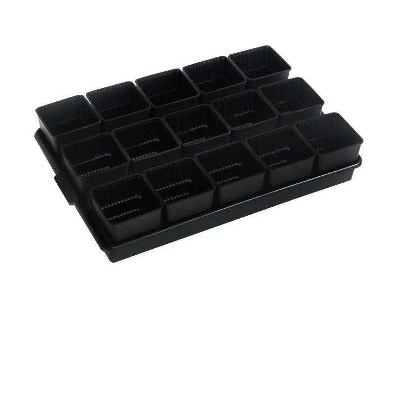 Meishi black and white resin succulent flower pots with tray in organised planting arrangement