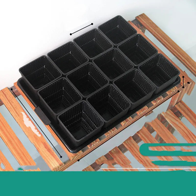 Meishi black and white resin succulent flower pots with tray in organised planting arrangement