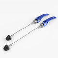 Bicycle quick release lever in multiple colours: black, blue, gold, red, silver.