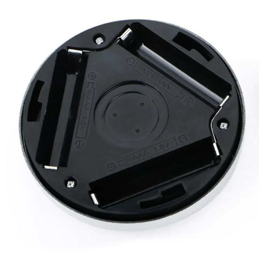 Silver wireless motion sensor night light with battery operation and white LED illumination