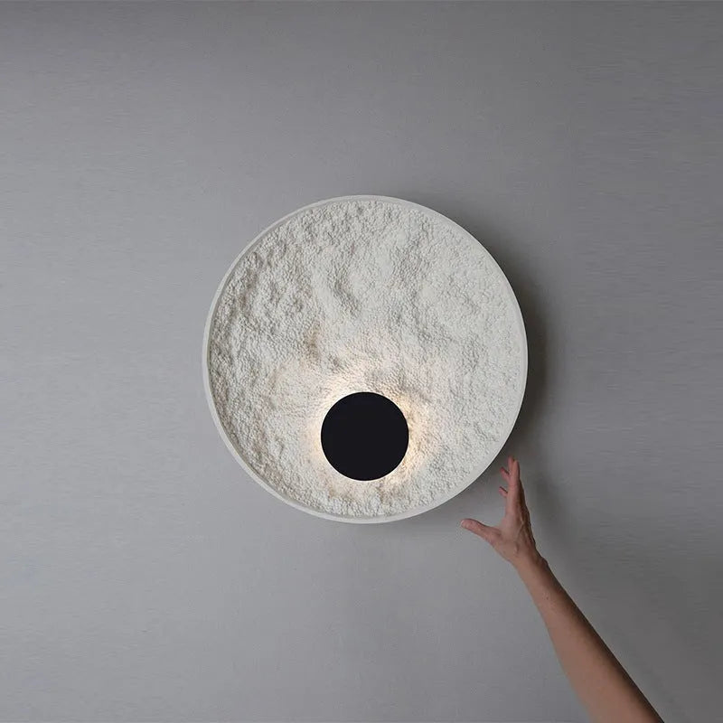 White modern iron wall lamp shown in 300mm and 500mm size options for bedside lighting.