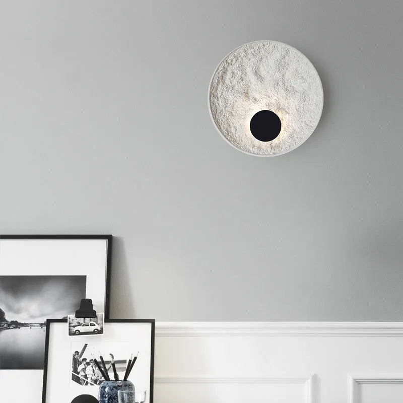 White modern iron wall lamp shown in 300mm and 500mm size options for bedside lighting.