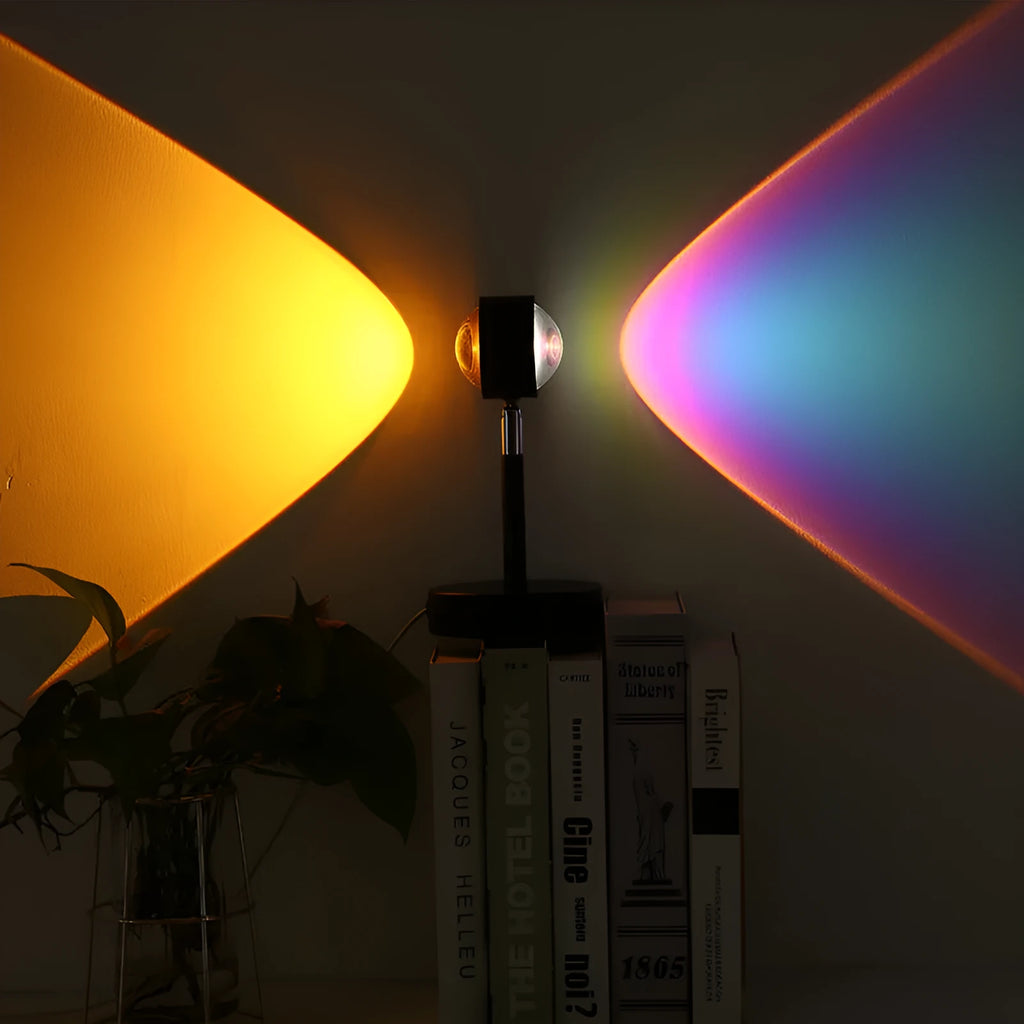 Black sunset rainbow projection lamp with USB connection and touch control