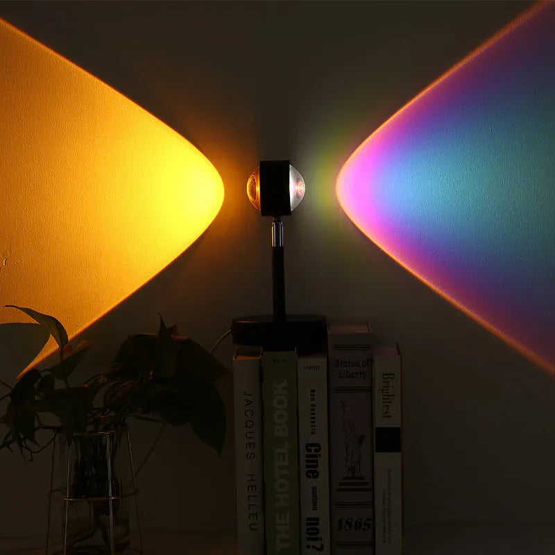 Black sunset rainbow projection lamp with USB connection and touch control