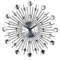 Large round silver wall clock with aluminium dial showing pointer and number display