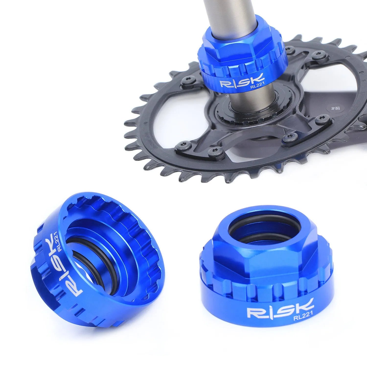 Blue aluminium alloy bicycle wrench for 12-speed direct mount disc brake removal