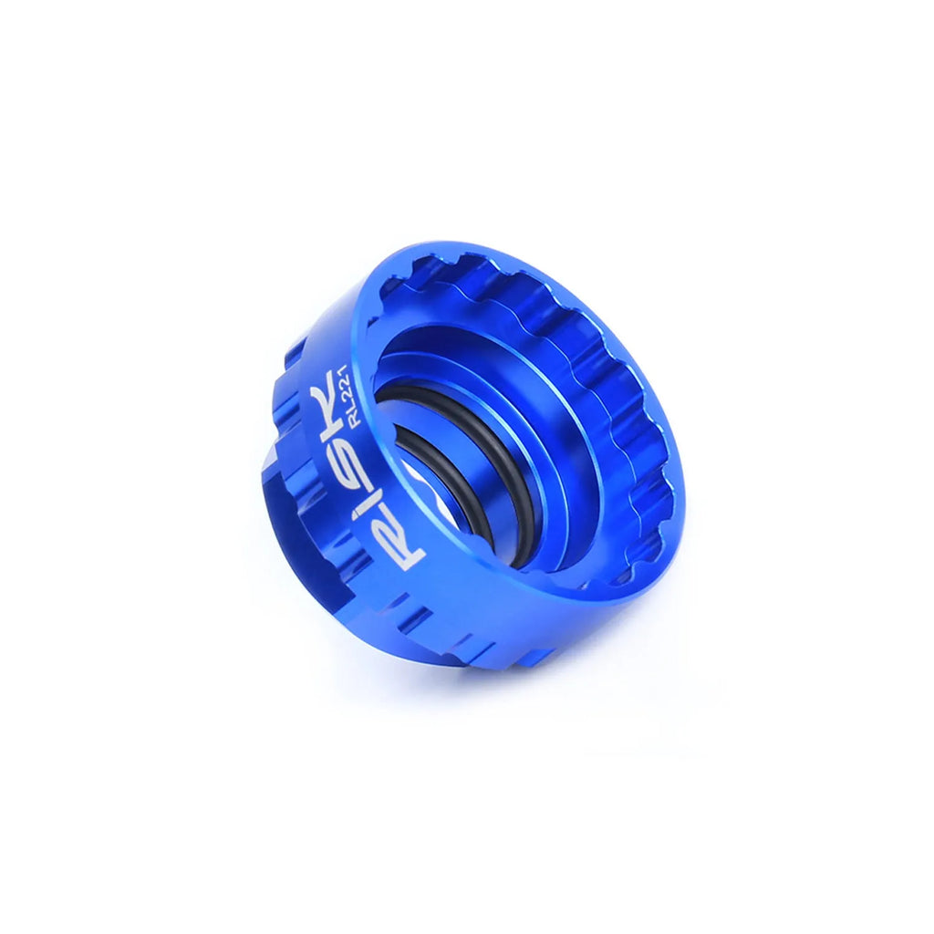 Blue aluminium alloy bicycle wrench for 12-speed direct mount disc brake removal