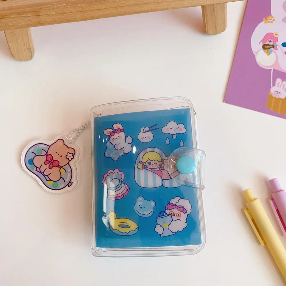 Pack of cute girl heart themed loose leaf paper refill inserts for journals, showing love bear, candy bear, star bunny, and rainbow castle designs.