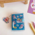 Pack of cute girl heart themed loose leaf paper refill inserts for journals, showing love bear, candy bear, star bunny, and rainbow castle designs.