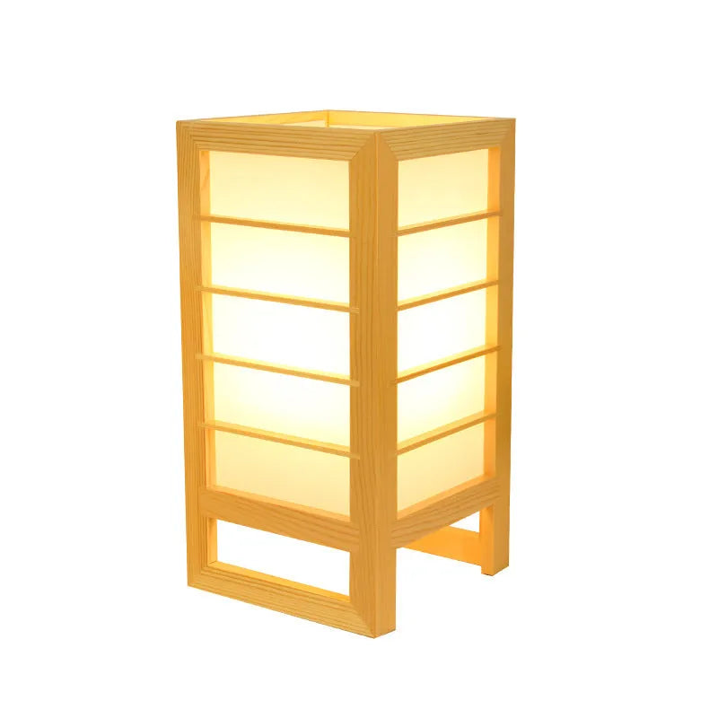 Korean style solid wood tatami bedroom bedside lamp made from bamboo with push button switch