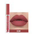 HANDAIYAN matte liquid lipstick tube showing non-stick cup and non-fading properties.
