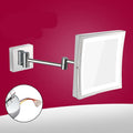 Stainless steel folding bathroom mirror with 8.5-inch silver lens and wall mounting bracket