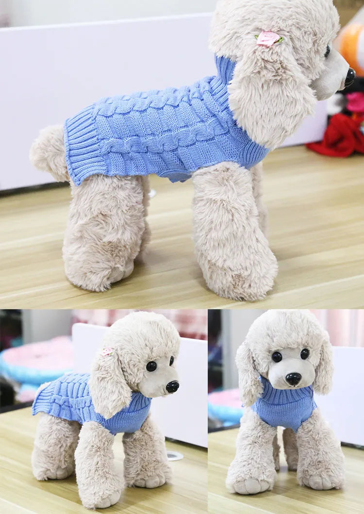 Cashmere twisted rope design dog sweater in wool available in multiple colours and five specific sizes