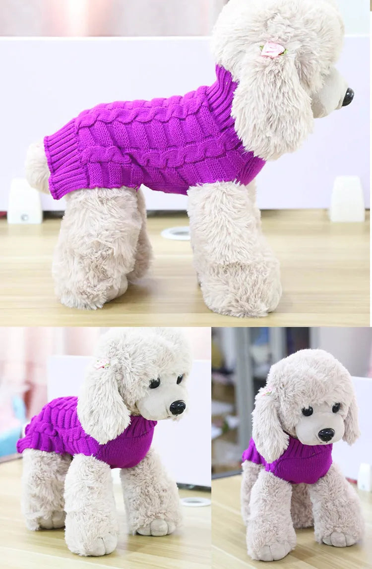 Cashmere twisted rope design dog sweater in wool available in multiple colours and five specific sizes