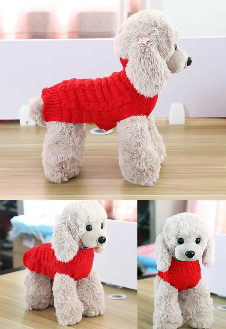 Cashmere twisted rope design dog sweater in wool available in multiple colours and five specific sizes