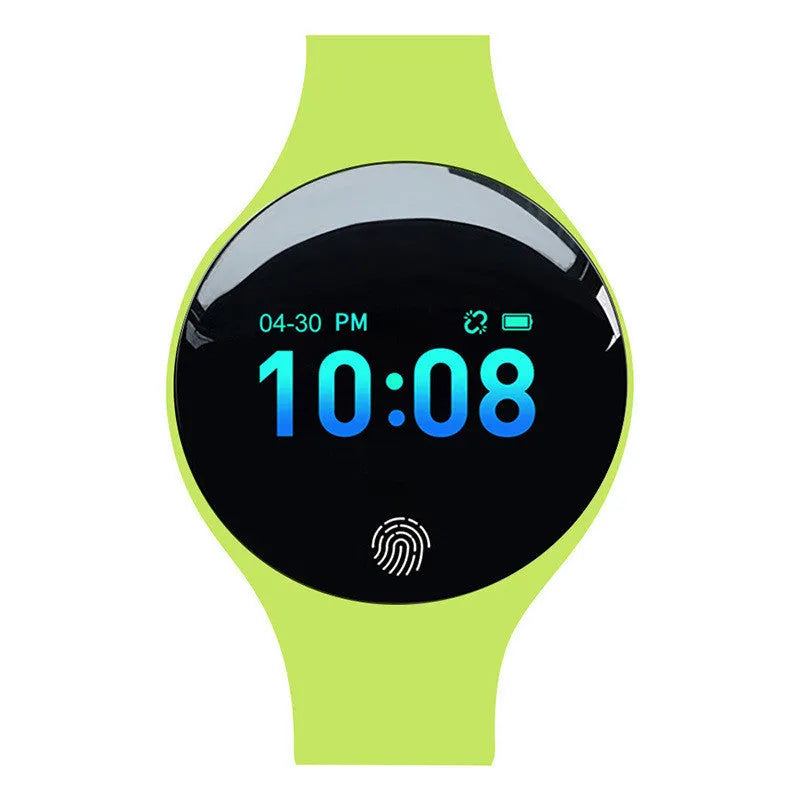 Smart watch with 0.66 inch display on wrist showing time and activity tracking