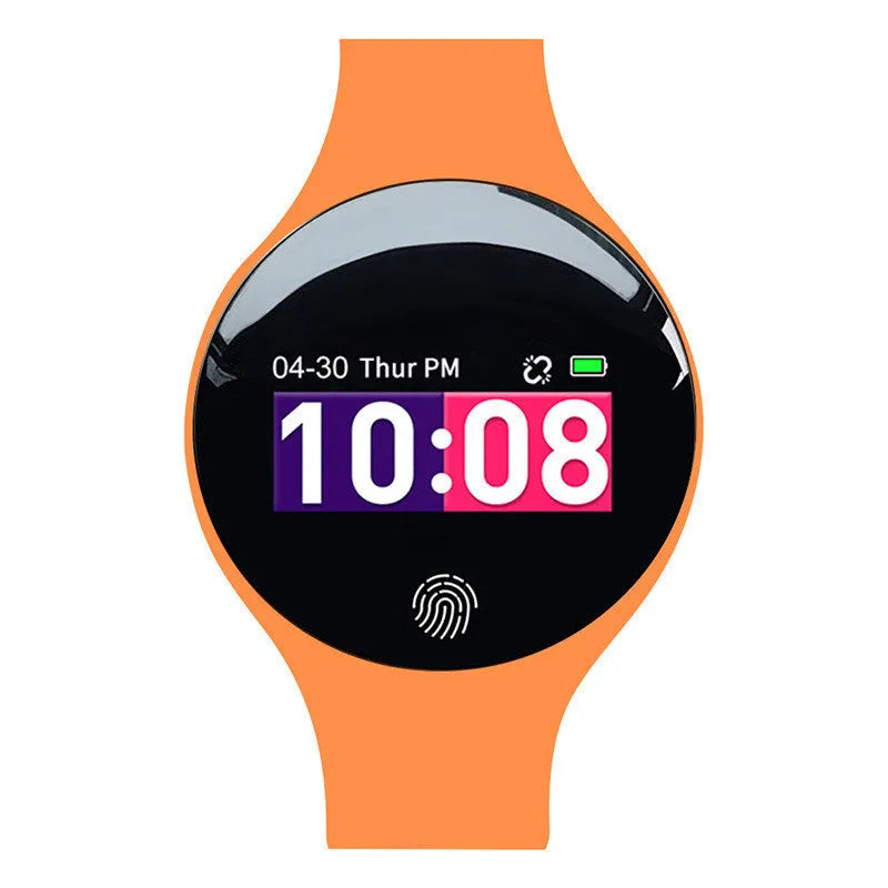 Smart watch with 0.66 inch display on wrist showing time and activity tracking