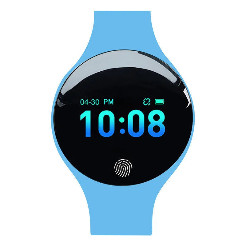 Smart watch with 0.66 inch display on wrist showing time and activity tracking