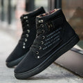 DEKABR men's high top canvas casual shoes in brown with fur lining and rubber outsole