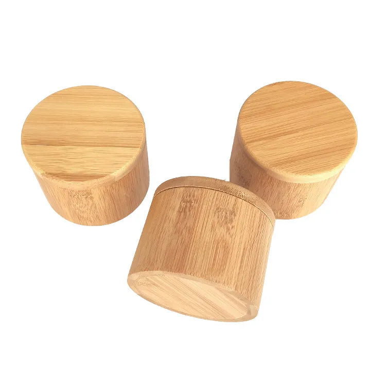 Bamboo seasoning boxes with various compartment designs including pear-shaped and round options