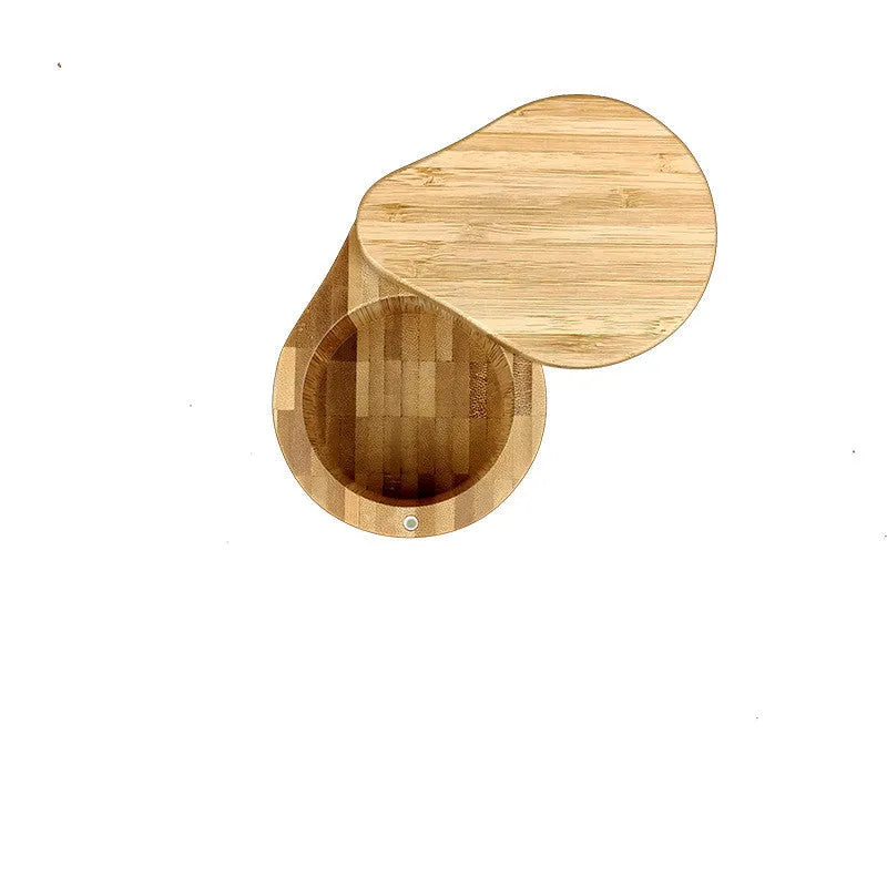 Bamboo seasoning boxes with various compartment designs including pear-shaped and round options