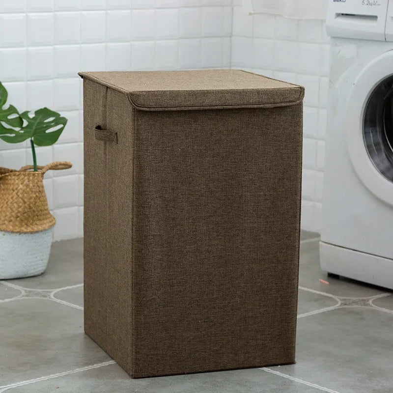 Washable cotton linen clothes sorting box in beige, brown, green or grey colours