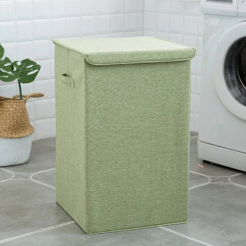 Washable cotton linen clothes sorting box in beige, brown, green or grey colours