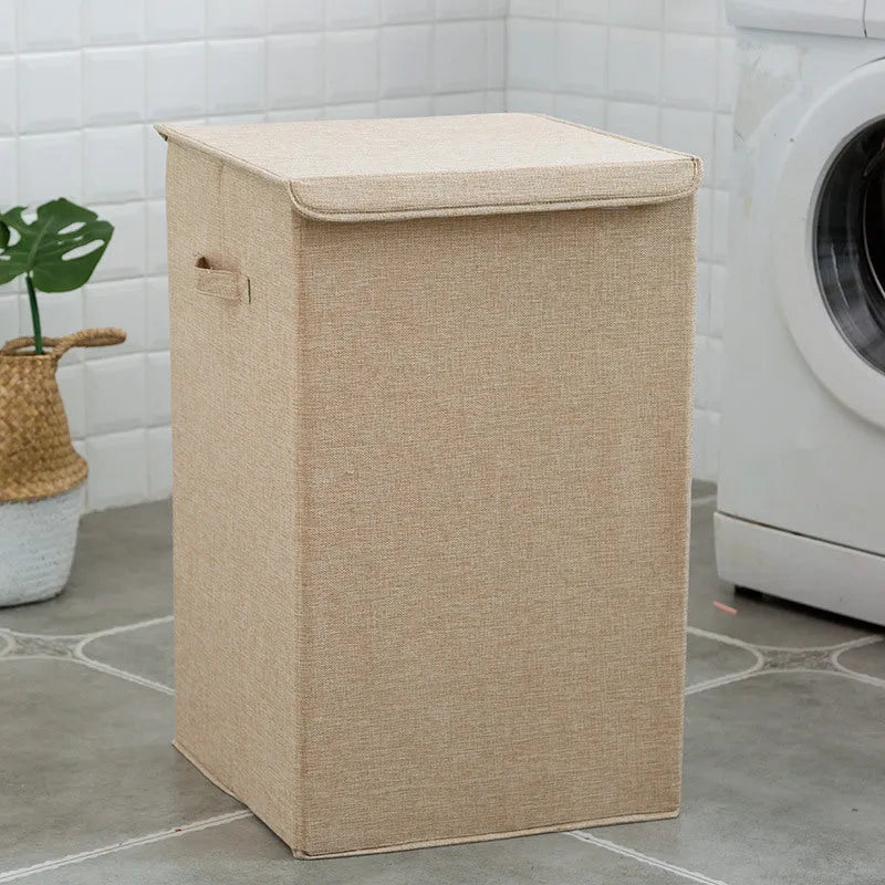 Washable cotton linen clothes sorting box in beige, brown, green or grey colours