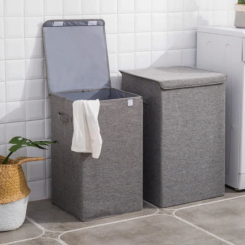 Washable cotton linen clothes sorting box in beige, brown, green or grey colours