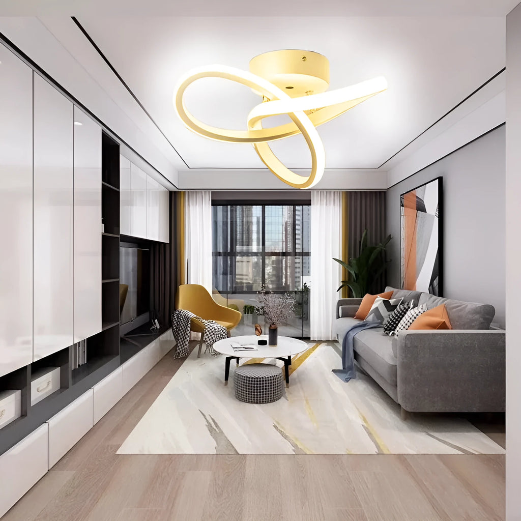Aluminium ceiling light 280x210x60mm with special-shaped shade in black on white ceiling