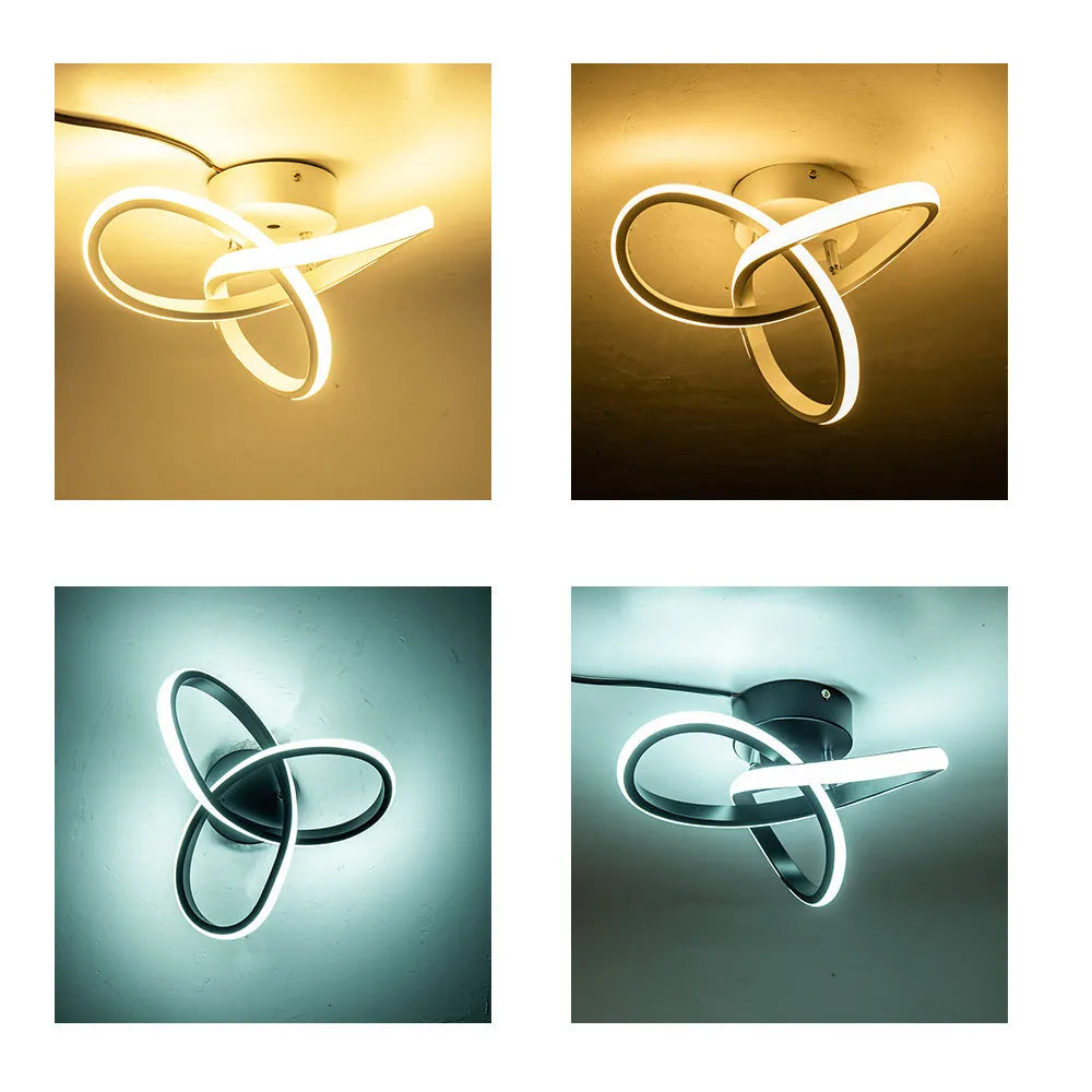 Aluminium ceiling light 280x210x60mm with special-shaped shade in black on white ceiling
