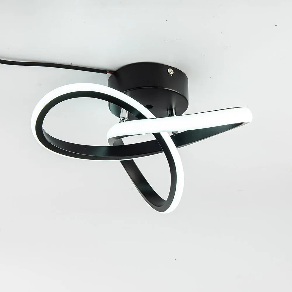 Aluminium ceiling light 280x210x60mm with special-shaped shade in black on white ceiling