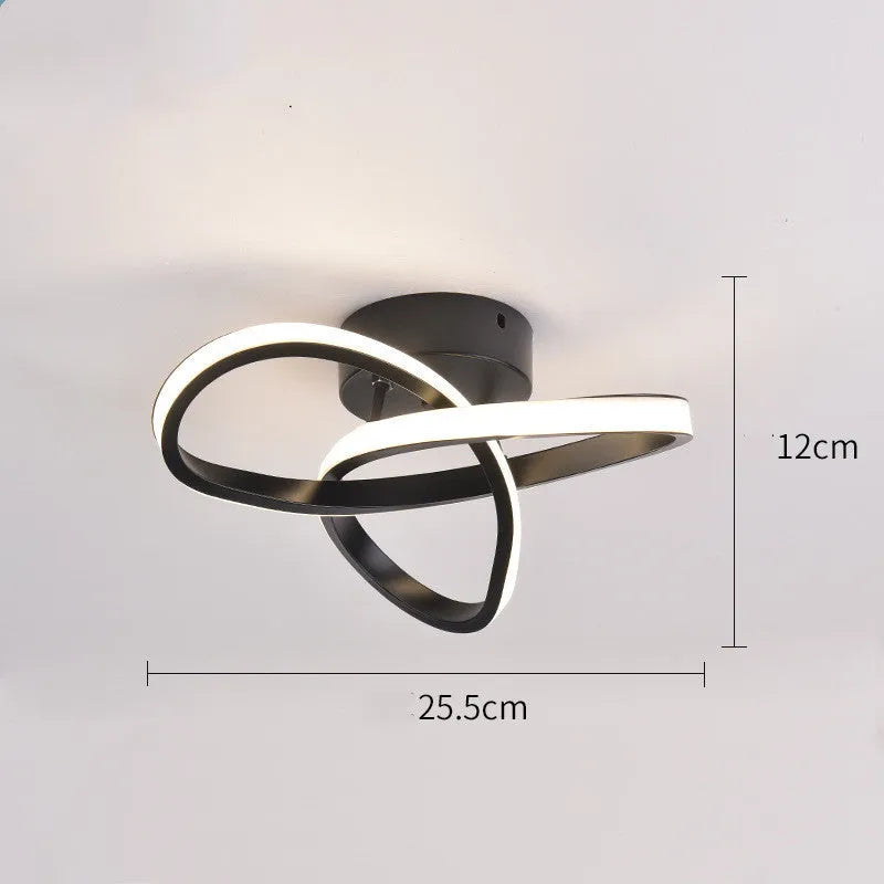 Aluminium ceiling light 280x210x60mm with special-shaped shade in black on white ceiling