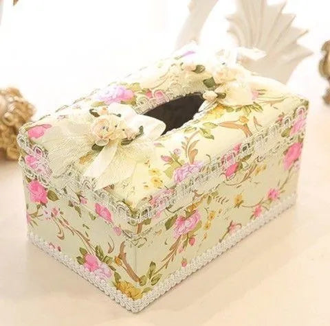 Ceramic tissue box in apricot, green, or pink with jewellery storage compartment
