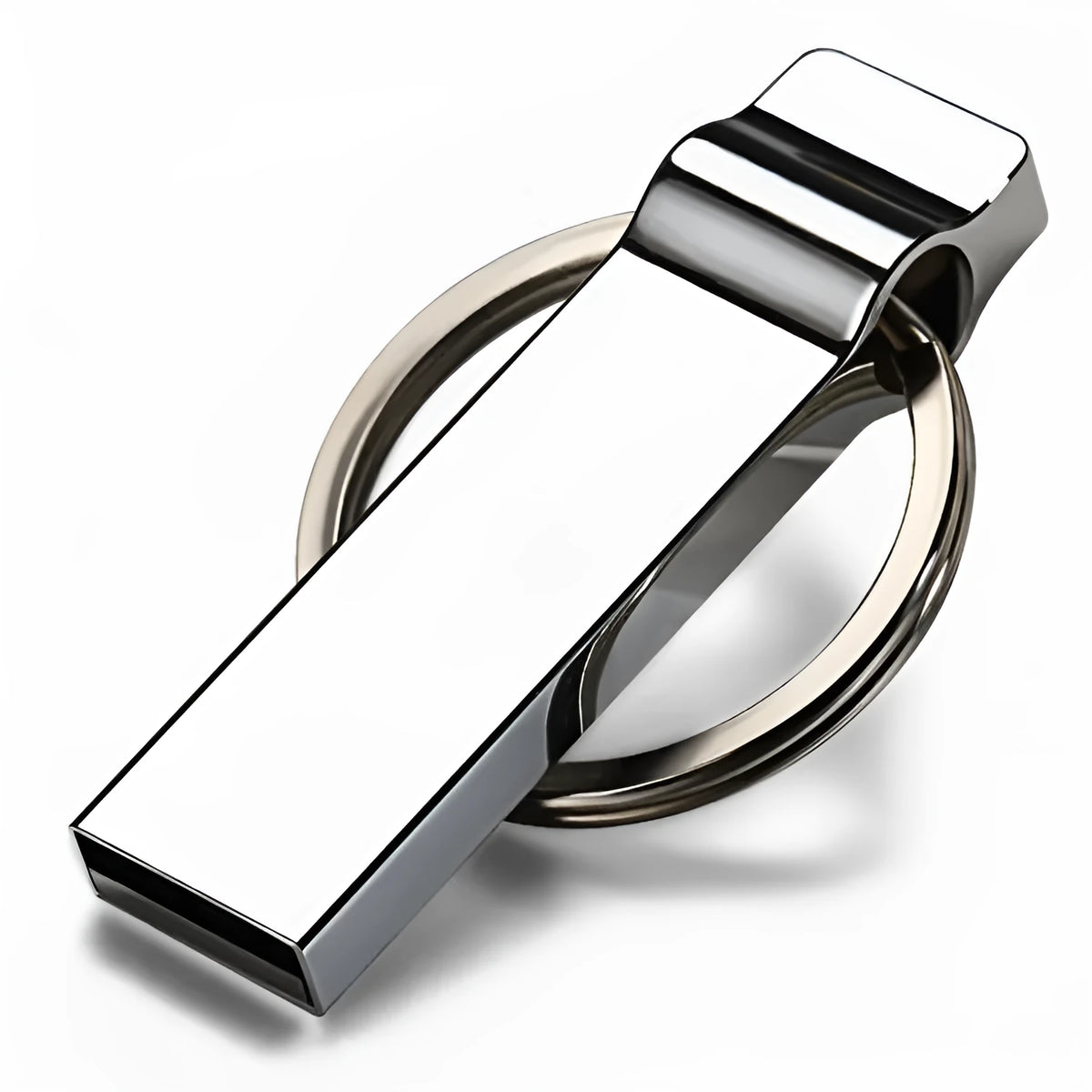 32GB silver metal USB 2.0 flash drive with necklace attachment, waterproof and shockproof