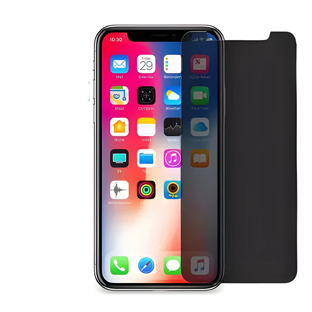 iPhone privacy tempered glass screen protector showing anti-peeping feature