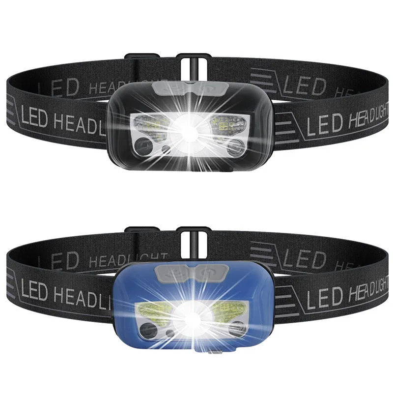Black sensor headlight with LED, showing wave control sensor and USB charging port.