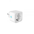 White 16A WiFi smart socket with power meter, EU plug type, compact rectangular design, PC shell