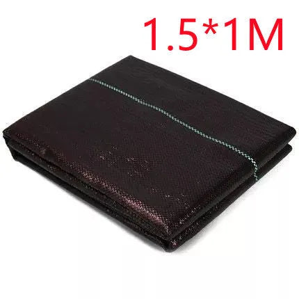 Black polyethylene composite woven weed control cloth for farmland and greenhouse use.