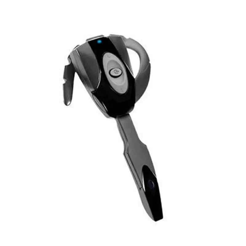 A single over-the-ear Bluetooth headset for hands-free calls, shown in various colours.