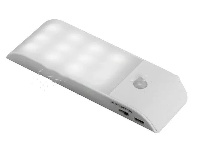 Rechargeable human body sensor night light with 12 LEDs and PVC shade for cabinet and corridor use