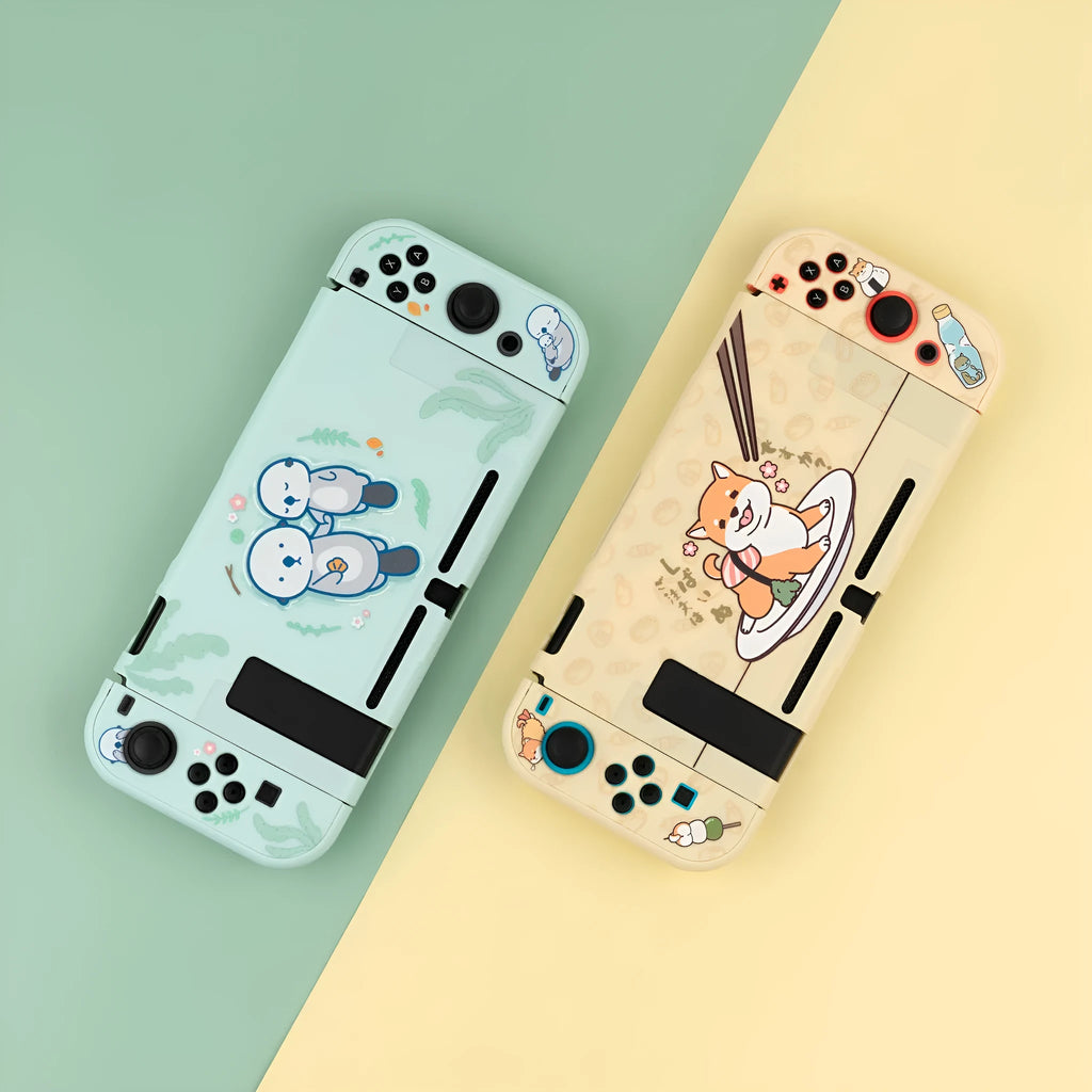 Sea otter design Nintendo Switch protective case with PC hard shell and silicone grip