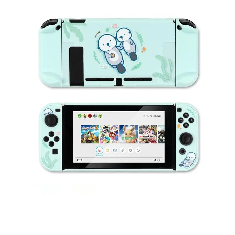 Sea otter design Nintendo Switch protective case with PC hard shell and silicone grip