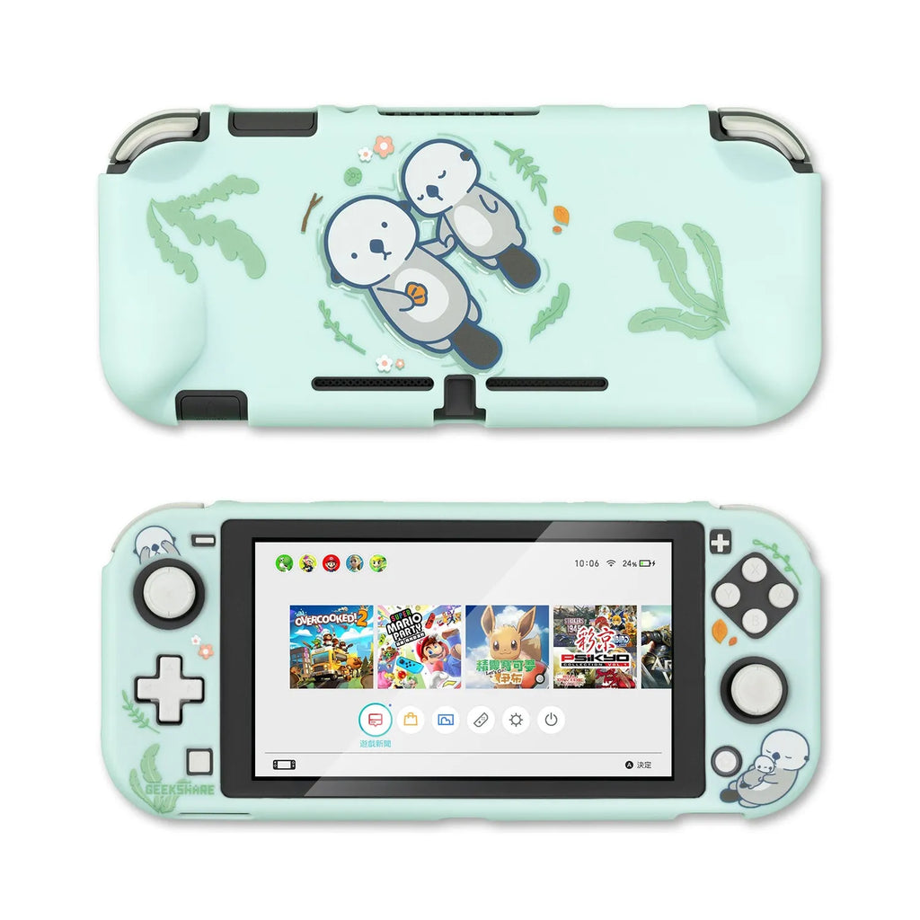 Sea otter design Nintendo Switch protective case with PC hard shell and silicone grip