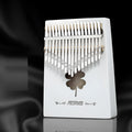 Portable thumb piano kalimba with wooden body and metal tines in multiple colour options
