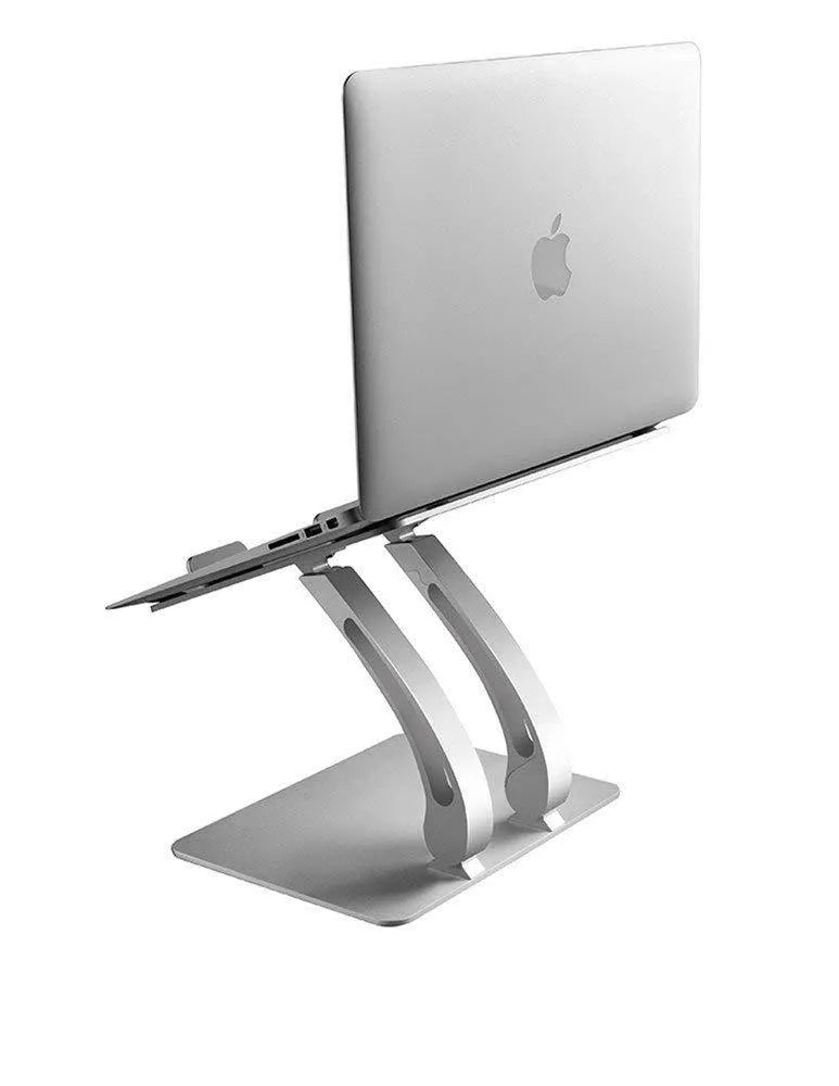 Folding aluminium alloy laptop computer stand bracket in gray with cooling base design