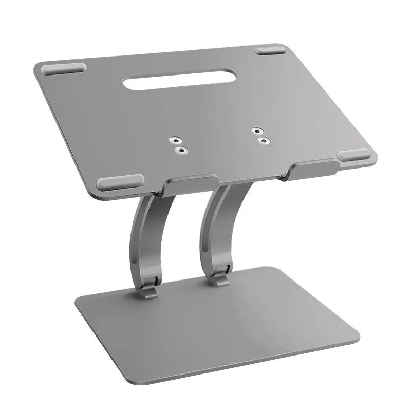 Folding aluminium alloy laptop computer stand bracket in gray with cooling base design