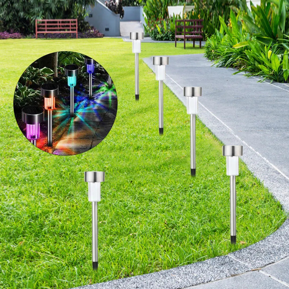 Stainless steel garden LED light with pastoral design standing 29.5cm tall
