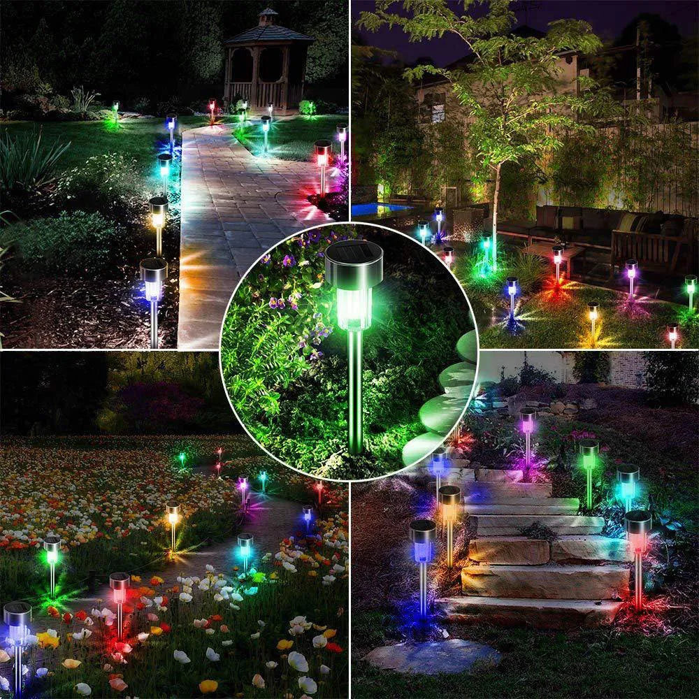 Stainless steel garden LED light with pastoral design standing 29.5cm tall
